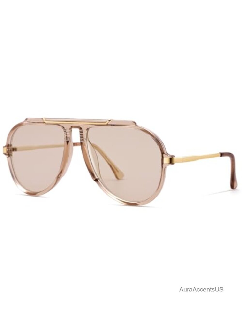 Oversized Aviator Sunglasses Retro 70s Top Bar UV400 Full-Frame Plastic
